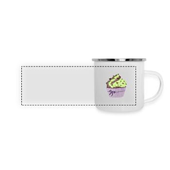 Cupcake à la pistache et au chocolat - Mug panoramique émaillé - blanc - Devant
