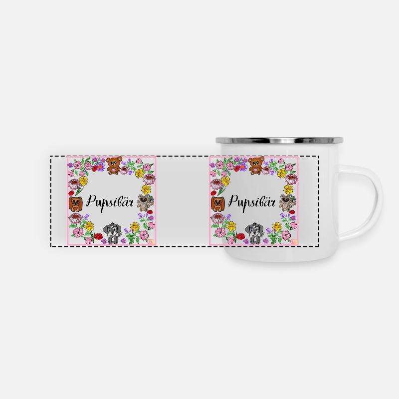 Pupsibär - Panorama Emaille-Tasse - Weiß