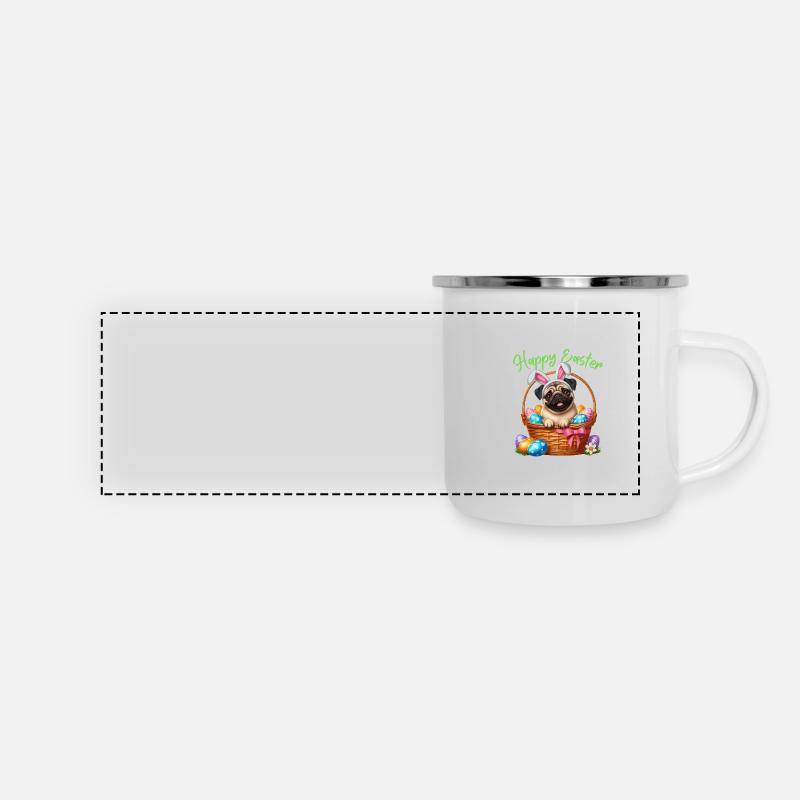 Carlin Chien Pâques Lapin De Pâques Joyeuses Pâques Mignon - Mug panoramique émaillé - blanc