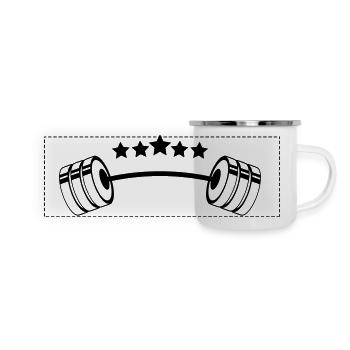 Gewichte Sterne – Fitness Hantel Muskelaufbau - Panorama Emaille-Tasse - Weiß - Vorne