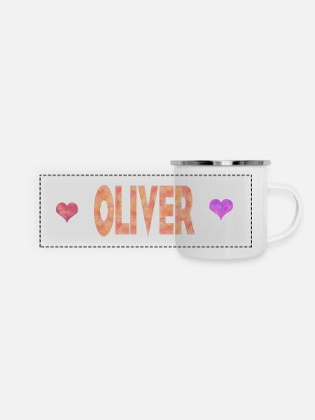 Oliver - Panorama Emaille-Tasse - Weiß