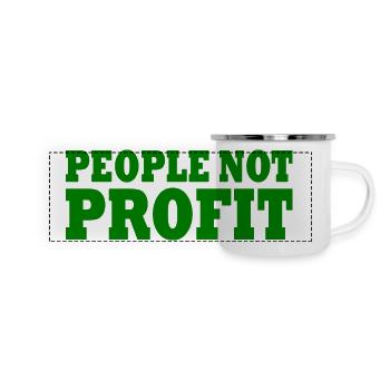 People not profit - Panorama Emaille-Tasse - Weiß - Vorne