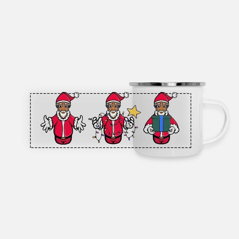 Merry Christmas Santa Clauses - Panoramic Camper Mug - white