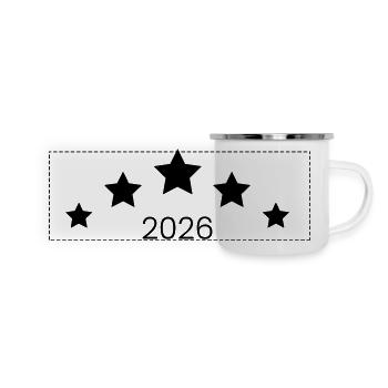 2026 symbol sterne - Panorama Emaille-Tasse - Weiß - Vorne