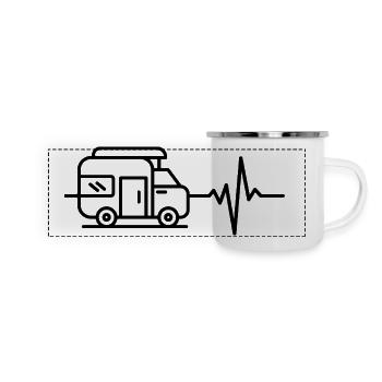 CAMPER LOVE! HERZSCHLAG FÜRS CAMPE VANLIFE - Panorama Emaille-Tasse - Weiß - Vorne