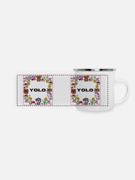 YOLO - Panorama Emaille-Tasse - Weiß