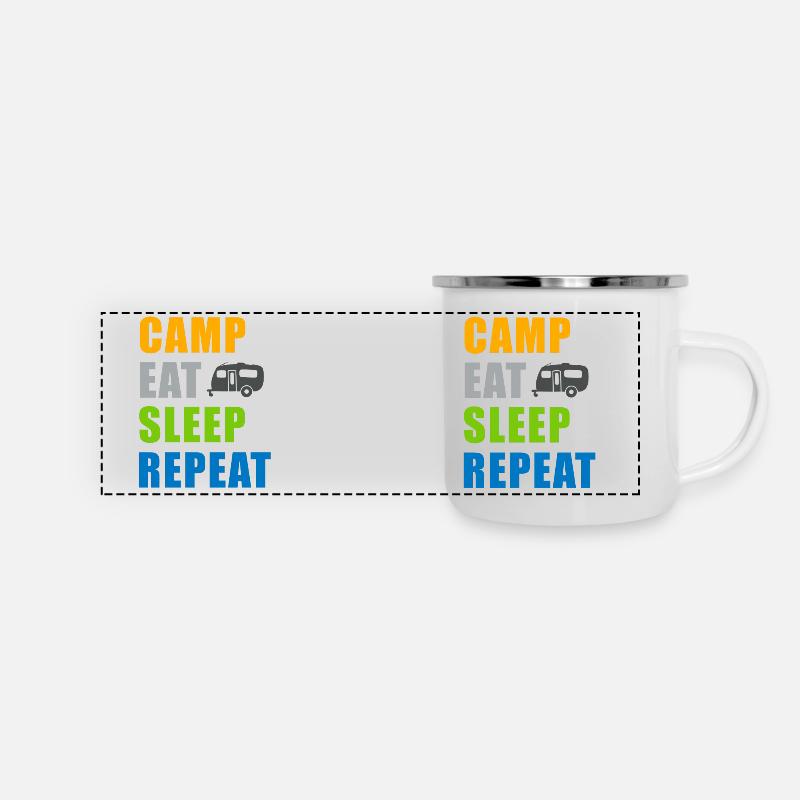 Camp Eat Sleep Repeat Caravan Mug - Panoramic Camper Mug - white