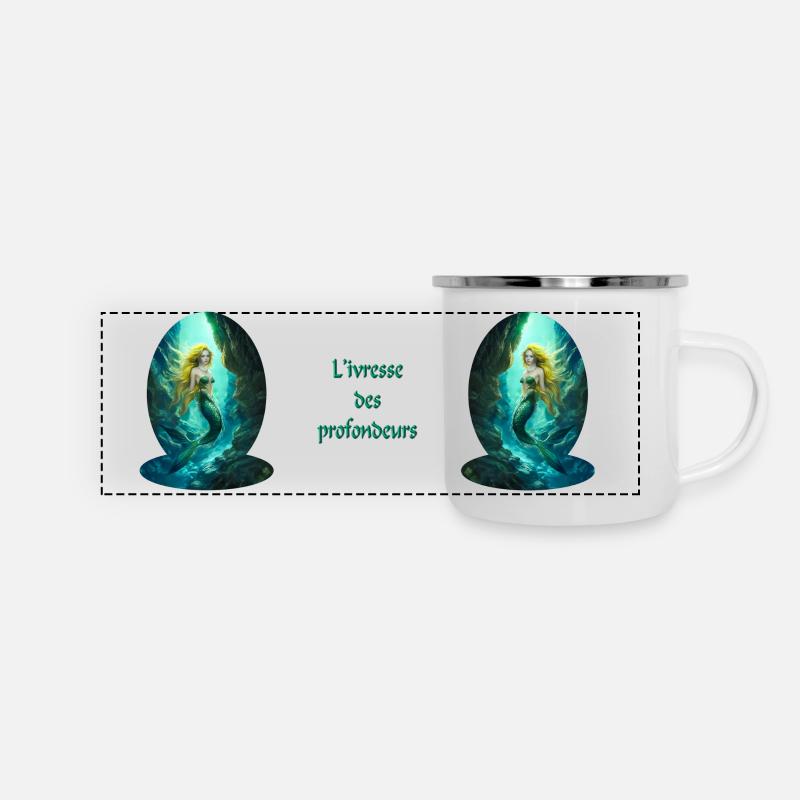 sirène ivresse des profondeurs (bulle) - plongeur - Mug panoramique émaillé - blanc