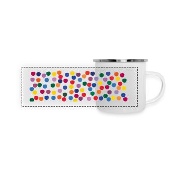 Bunte Punkte - Panorama Emaille-Tasse - Weiß - Vorne