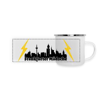 Frankfurter Maedsche ffm skyline - Panorama Emaille-Tasse - Weiß - Vorne