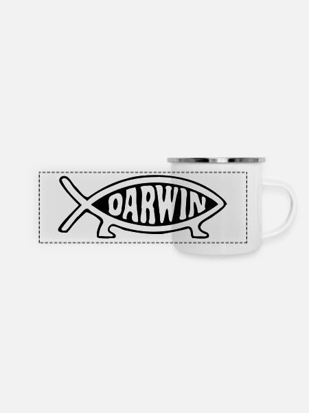Darwin fisch - Panorama Emaille-Tasse - Weiß