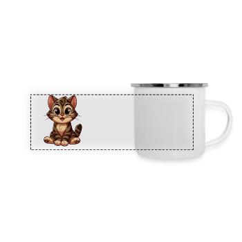 cat tiger - Mug panoramique émaillé - blanc - Devant