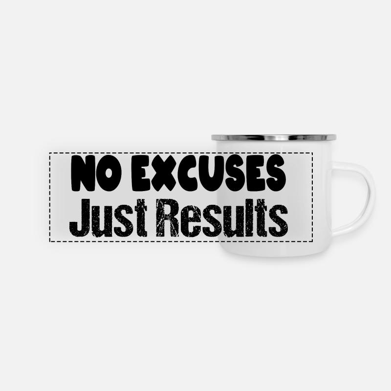 Pas d’excuses, juste des résultats - Mug panoramique émaillé - blanc