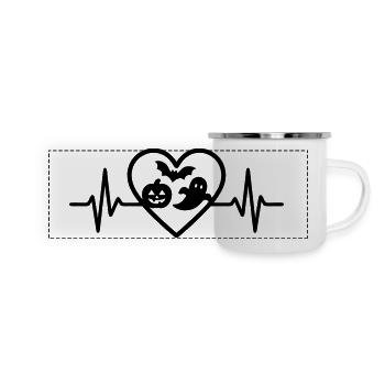 Halloween Heart Pumpkin Ghost Bat - Panoramic Camper Mug - white - Front