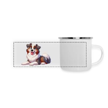 Australischer Schäferhund 2 - Panorama Emaille-Tasse - Weiß - Vorne