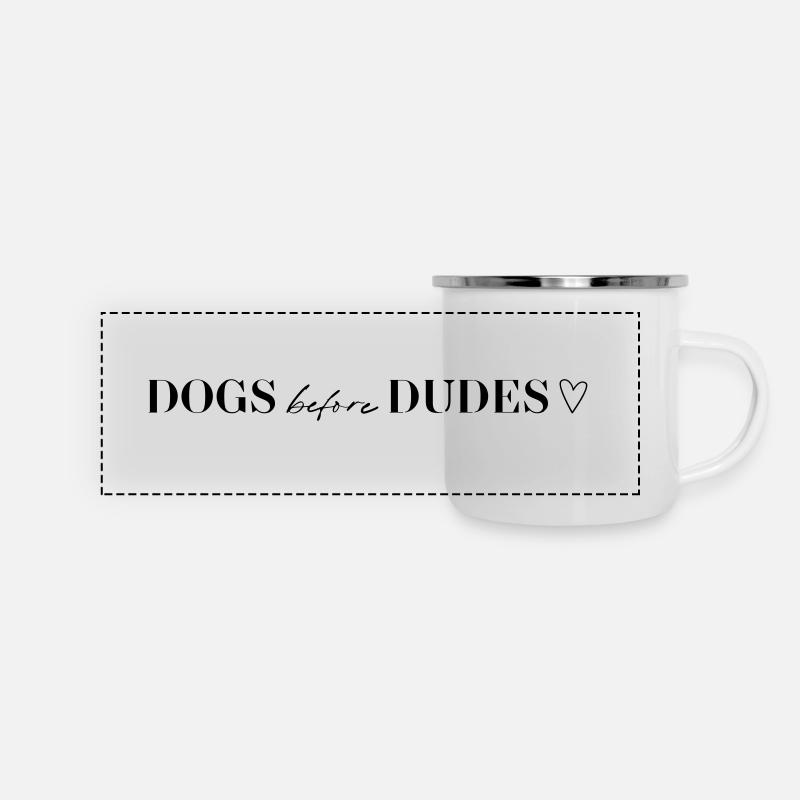 Chiens avant les mecs - T-Shirt Déclaration - Mug panoramique émaillé - blanc