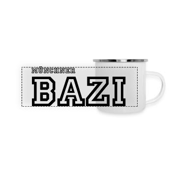 Münchner Bazi - Panorama Emaille-Tasse - Weiß - Vorne
