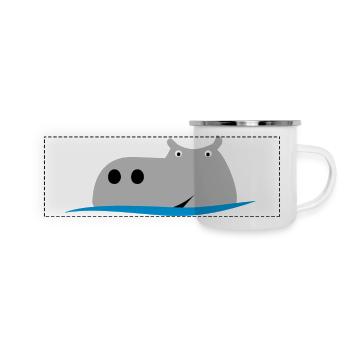 Nilpferd - Panorama Emaille-Tasse - Weiß - Vorne