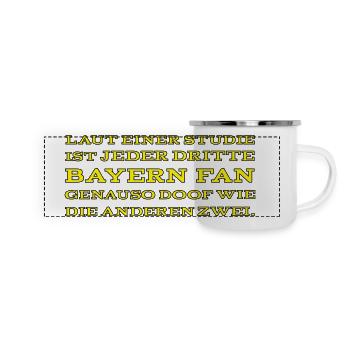 Anti Bayern Fan Spruch - Farbwechsel - Panorama Emaille-Tasse - Weiß - Vorne