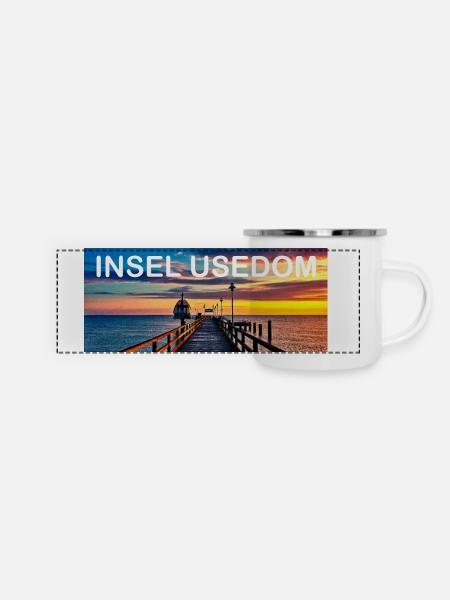 Die Usedom Tasse - Panorama Emaille-Tasse - Weiß