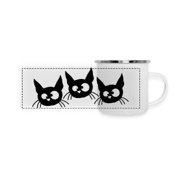 Three Cats Squint Funny 3 Crazy Grimaces - Panoramic Camper Mug - white - Front