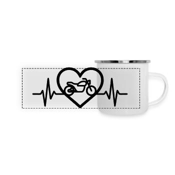 Motorrad Herz Biker Leidenschaft - Panorama Emaille-Tasse - Weiß - Vorne