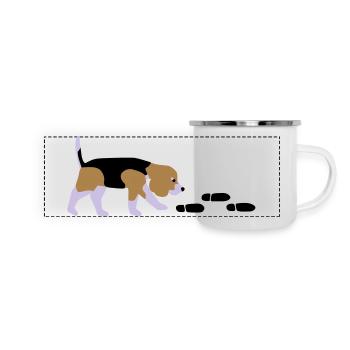 Beagle Mantrailer - Panorama Emaille-Tasse - Weiß - Vorne