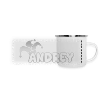 Andrey als Carnival - Panorama Emaille-Tasse - Weiß - Vorne