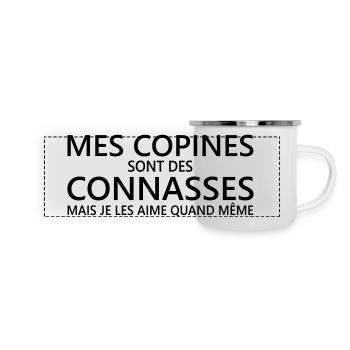 mes copines sont des connasses - Mug panoramique émaillé - blanc - Devant