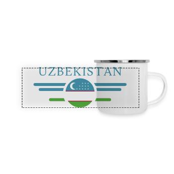 J’aime l’Ouzbékistan, T-shirt design de style élégance - Mug panoramique émaillé - blanc - Devant