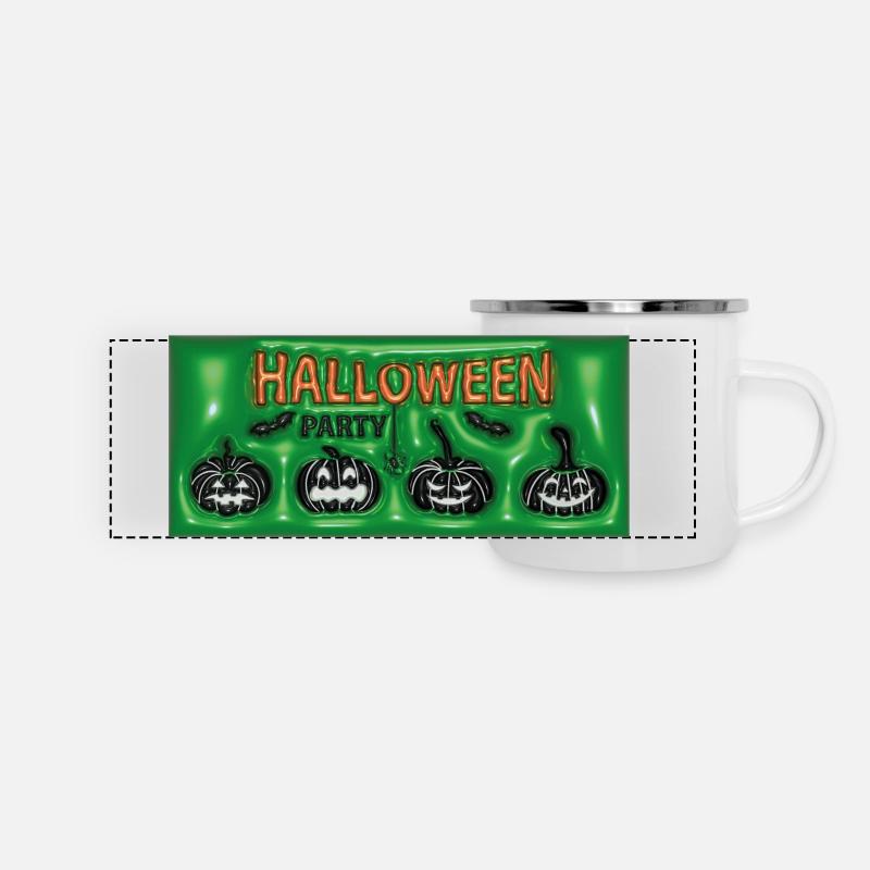 Vert Halloween - Mug panoramique émaillé - blanc