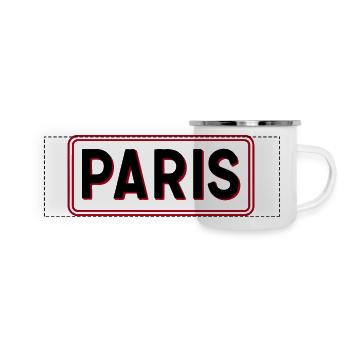 Pariser Red-Frame-Typografie - Panorama Emaille-Tasse - Weiß - Vorne