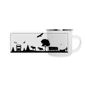 Landschaft - Schweden, Norwegen - Panorama Emaille-Tasse - Weiß - Vorne