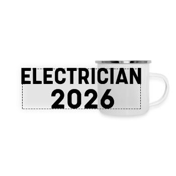 Electrician 2026 – cooles Motiv für Elektriker - Panorama Emaille-Tasse - Weiß - Vorne
