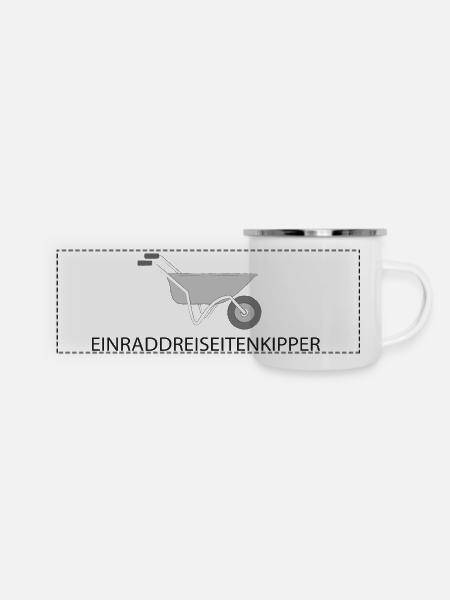 Einraddreiseitenkipper - Schubkarre - Panorama Emaille-Tasse - Weiß