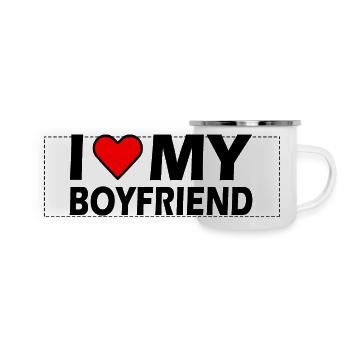 I love my boyfriend - Panorama Emaille-Tasse - Weiß - Vorne