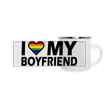 I love my boyfriend - Mug panoramique émaillé - blanc - Devant