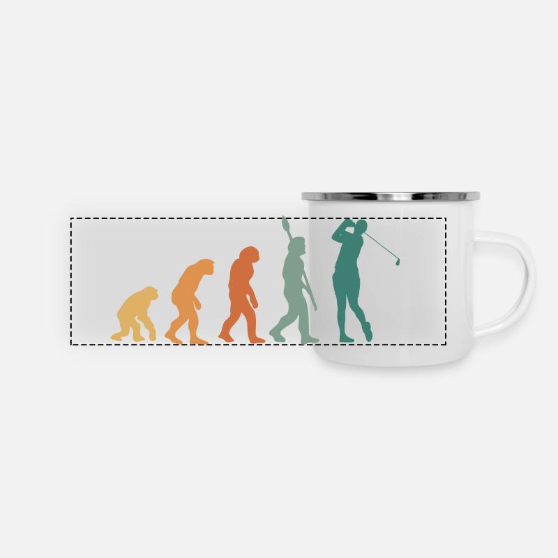 Evolution Golf Retro - Panorama Emaille-Tasse - Weiß