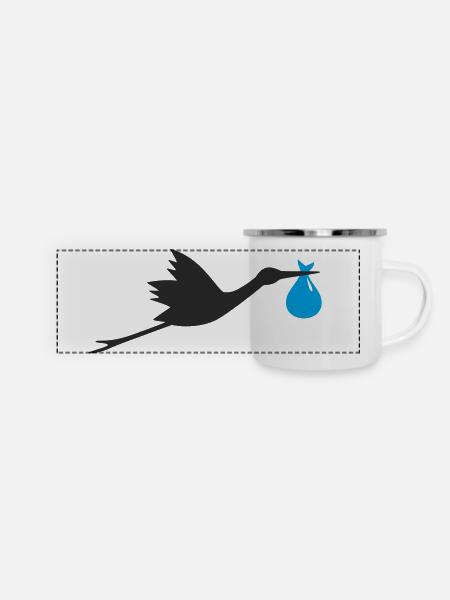 Klapperstorch Baby Junge - Panorama Emaille-Tasse - Weiß