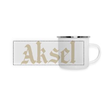 Aksel Fraktur Schrift - Panorama Emaille-Tasse - Weiß - Vorne