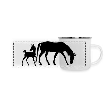 Jument et poulain - Mug panoramique émaillé - blanc - Devant