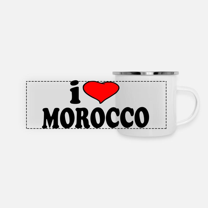 Marokko - Ich Liebe Marokko - Panorama Emaille-Tasse - Weiß