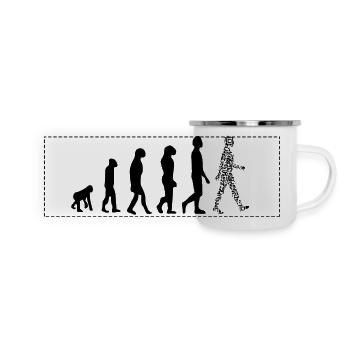 Evolution QR code - Humour pass sanitaire - Mug panoramique émaillé - blanc - Devant