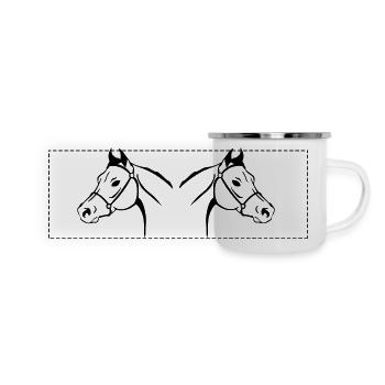 pferde - Panorama Emaille-Tasse - Weiß - Vorne