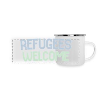 Refugees welcome retro - Panoramic Camper Mug - white - Front