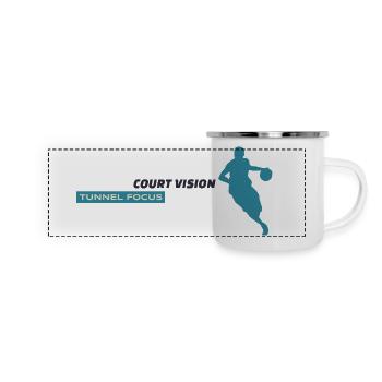 Court Vision. Tunnel Focus. – Blue Design - Panoramic Camper Mug - white - Front