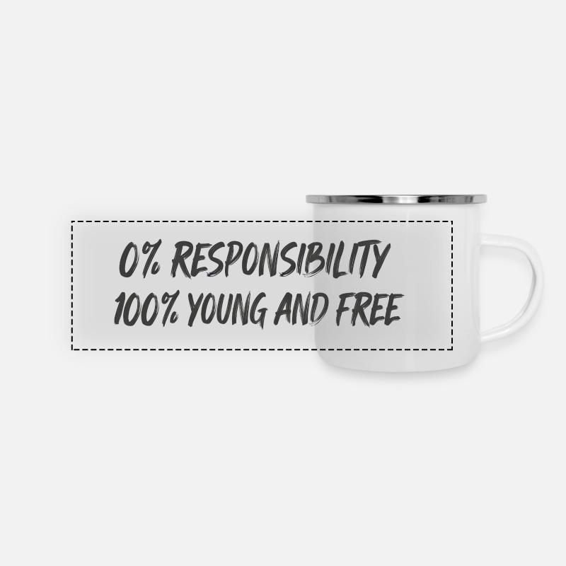 0% responsibility, 100% young free - Panoramic Camper Mug - white