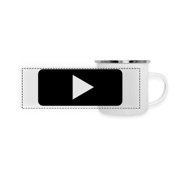 Play - Tasten - Player - Musik - Panorama Emaille-Tasse - Weiß - Vorne