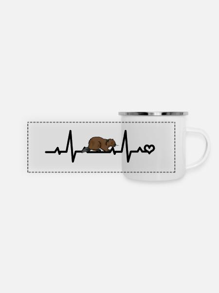 Biber EKG - Panorama Emaille-Tasse - Weiß