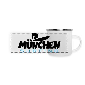 München Surfing - Panorama Emaille-Tasse - Weiß - Vorne